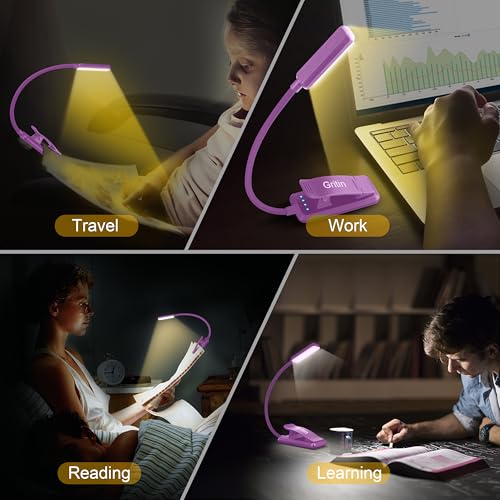 Gritin 9 LED Rechargeable Book Light for Reading in Bed - color: Dark Purple