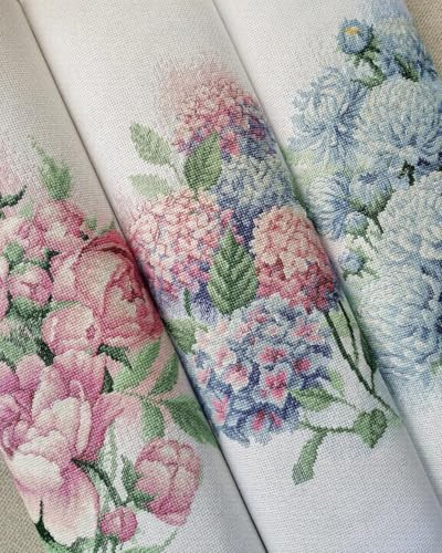 RIOLIS - Delicate Chrysanthemums 2140, Cross Stitch Kits 8¼" x 11¾", Cross Stitch Kits for Adults, Floral Counted Cross Stitch Kits, Embroidery Kit for Beginners & Advanced, Crossstitching Kits