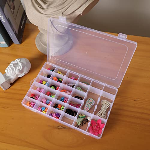Sooyee 4 Pack 36 Grids Clear Plastic Organizer Box with Adjustable Dividers - size: 4