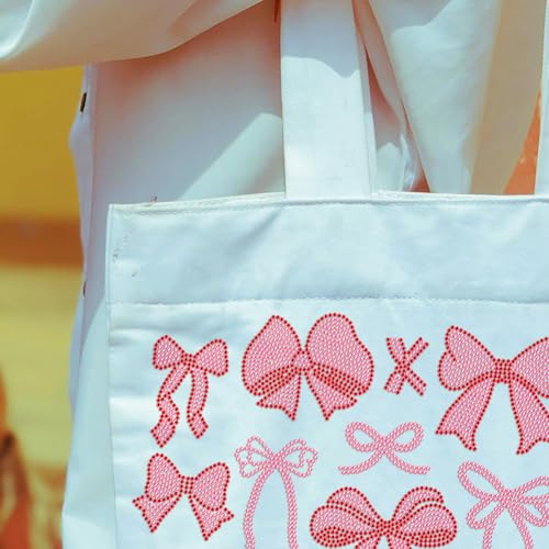 13 Pcs Iron on Rhinestones Transfer, Pink Bow Hot Fix Iron on Patch Transfer Decals Crystal Heat Transfer Clothing Repair Decor for T-Shirt Hat Jacket Decor DIY Accessories - style: Pink Bow