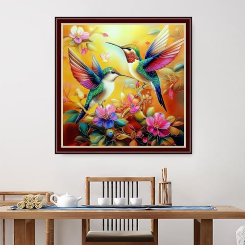 Dimensean Stamped Cross Stitch Kits Full Range of Embroidery Patterns Starter Kits for Beginners Adult DIY Cross Stitches Needlepoint Kits 11CT-Hummingbirds Collect Honey 18x18 inch - color: Arts kits 39