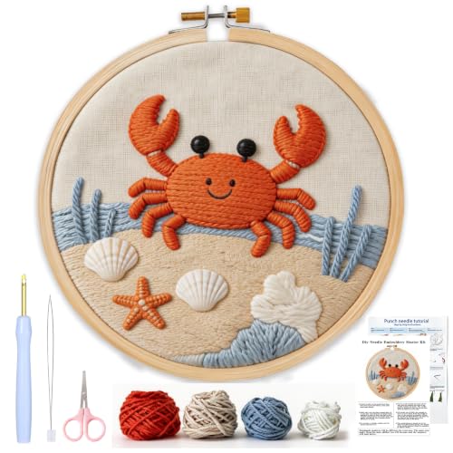 AohaiNova Punch Needle Kit for Adult Beginners, Punch Needling Set Crabs - color: 18-Crabs