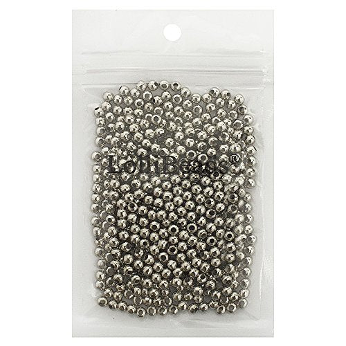 (R) Platinum Smooth Round Metal Beads 4 mm 600 Pcs - color: Platium 600 Pcs 4mm