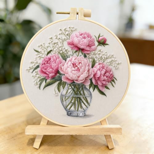 LYMIGER 3 Packs Embroidery Kit for Adults, Embroidery for Beginners (Vase) - color: Vase
