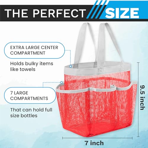 Handy Laundry Mesh Shower Caddy – 7 Pocket Portable Organizer Tote for Dorm, Gym, Travel & Bathroom – Quick Dry Collapsible Bag for College Essentials, Toiletries & Cleaning Supplies (Pink) - color: Portable Pink