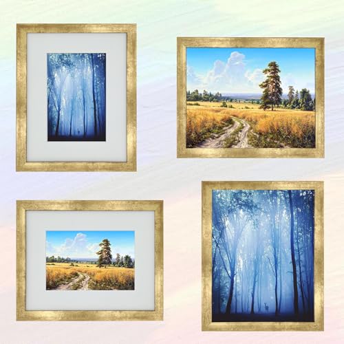 8x10 Photo Frame Gallery Picture frame with 5x7 mat,Freestanding and Wall Mountable,Gold - color: Gold, size: 8x10
