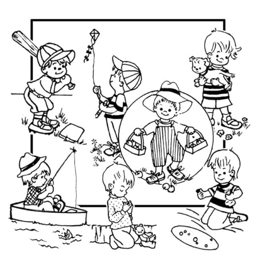 Little Boy Tea Towels Aunt Martha's Hot Iron Embroidery Transfer 18-x-24-Inch