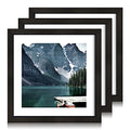 Hongkee 10x10 Black Picture Frames set of 3, Made of Wooden and Real Glass Square Photo frame - Displays 8x8 Picture With Mat or 10 x 10 Without Mat, Desktop & Wall Collage Frame set - color: Black, size: 10x10 in