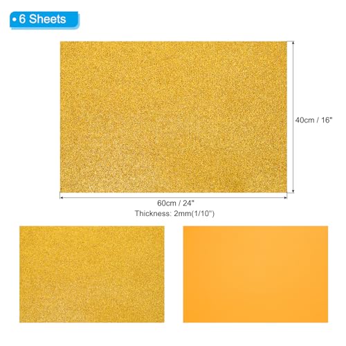 PATIKIL 2mm 1/10" Thick,16x24inch 40x60cm,Gold Tone,EVA Shiny Foam,6 Pcs - color: Gold Tone