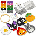 PUNICA Punch Needle Kit for Beginners, Kids & Adults Coaster Set of 6, Easy DIY Embroidery Set Starter Craft Gift with Cute Cartoon Decoration