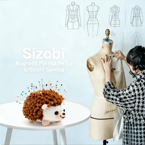 Sizobi Plush Hedgehog Pin Cushion for Sewing - Soft Sewing Needle Holder - color: Brown