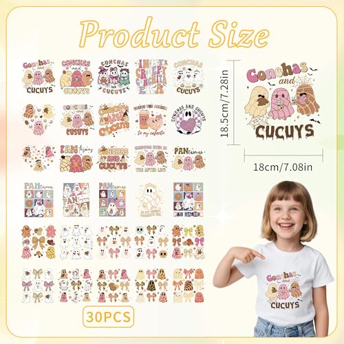 30 Sheets Funny Halloween Iron on Transfers for T-Shirts - color: Conchas Ghost