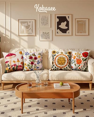 Embroidered Throw Pillow Covers 18x18 Inch, 2Pack, Flower Cluster - color: Flower Cluster, size: 18" x 18" (Pack of 2)