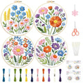 ORIGACH 4 Pack Easy Flower Embroidery Kit for Beginners - style: Easy Flower