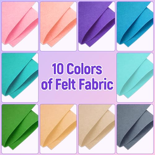 10 Sheets Felt Fabric for Crafts, 8x20 Inch 1.4mm Thick (Pastel) - color: Pastel