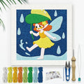 Doodlream Elf in the Summerrain Needle Kit for Beginner, 9.4"x 9.4" Cute Fairy Punch Stitching Craft Set, DIY Embroidery Starter with Printed Frame, Instruction, Threader, Yarn, Pinch Needle - color: Elf