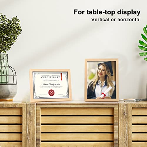 KINLINK 8.5x11 Picture Frame, Natural Solid Wood Diploma Frame with Acrylic Plexiglass for Pictures, Certificate Degree Document Frame, Tabletop and Wall Mounting Display Photo Frame 1 Pack - color: Natural, size: 8.5x11
