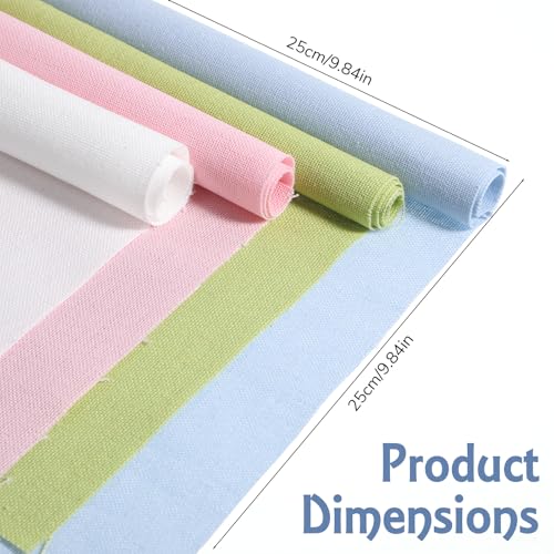 Linen Fabric, 8 Pcs Solid Color Needlework Embroidery Fabric Squares 10x10inch Embroidery Cloth Cross Stitch Fabrics for Garment Craft, Needle-Embroidery, DIY Decoration, Cross Stitch