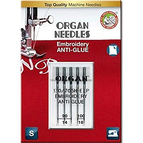 Organ Anti-Glue Super NonStick Embroidery Sewing Machine Assorted Needles – Size 90/14 & 100/16