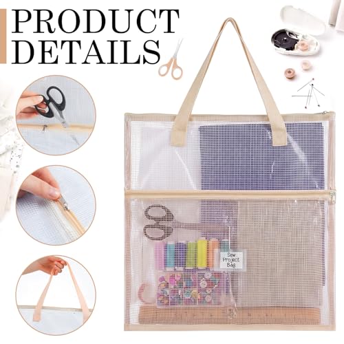 Cosblank 16x16inch Sew Project Bag Jumbo Needlepoint Project Bag, Beige - color: Beige