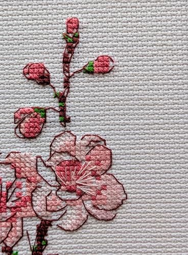 RIOLIS 1818 Branch of Sakura Counted Cross Stitch Kit 5 x 6.25 in - style: The Branch of Sakura 1818