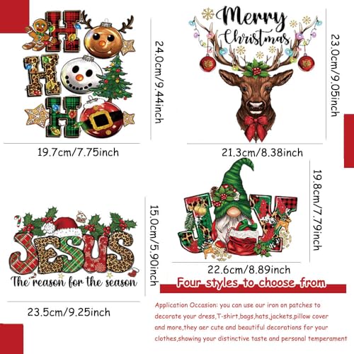 Christmas Iron on Decals Heat Transfer Design Sticker Iron on Vinyl Patches Cute Gingerbread Man Elk Xmas Tree Dwarf Jesus HTV Iron on Transfer Paper for Clothing Hat Pillow Backpack DIY Craft Supply - color: M