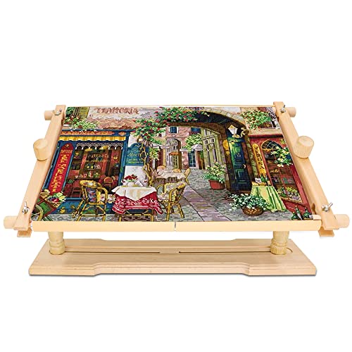 Adjustable Beech Wood Embroidery Stand - Guofa Rotated Cross Stitch Needlepoint Holder, Quilting Tapestry Scroll Hoop Frame for Craft Sewing