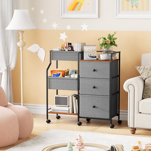 Modanais Baby Diaper Caddy Organizer Rolling Cart with Dividers and Drawers - color: Grey