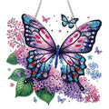 STGLCR Butterfly Diamond Art Hanging Kit for Adult,Special Shaped DIY Acrylic 5D Flowers Diamond Art Painting Window Pendants Home Garden Wall Hanging Kits Hanging Ornament 7.8inch Purple Foral - color: 92-Butterfly Flower purple