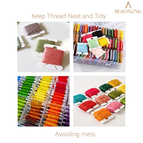 BEADNOVA Embroidery Floss Bobbins 150pcs Embroidery Thread Holder Floss Holder Thread Bobbins for Cross Stitch Crafting Sewing