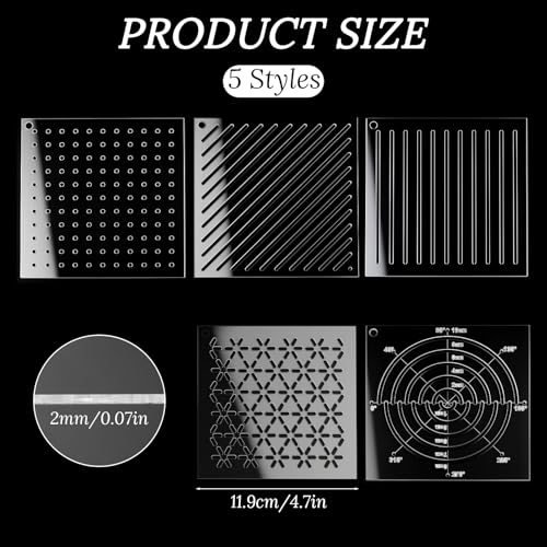 5 Pcs Acrylic Sashiko Stencil, 4.7 Inch Sashiko Embroidery Templates