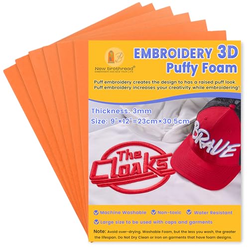 New brothread 6PCS Embroidery Puffy Foam 3MM - Orange - color: 6×orange