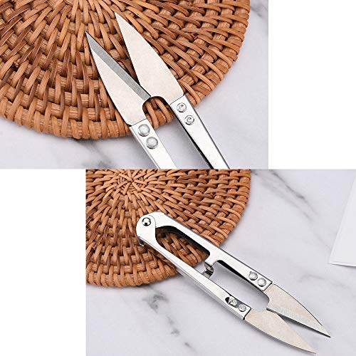 Zittop 2pcs Premium Stainless Steel 4.2in U Sewing Scissors Clippers, Embroidery Yarn Scissors Mini Thread Sewing Cutter, Yarn Fishing Mini Small Snips Trimming Nipper Great for Stitch (Silver).