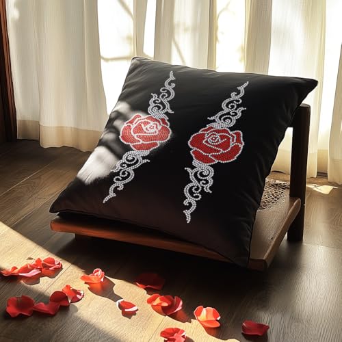 2 Pcs Curl Rose Pattern Iron on Rhinestones Transfer, Bling Crystal Clothing Repair Applique Heat Transfer Decal Heat Transfer Patch for T-Shirt Clothing Pants Bags - style: Curl Rose