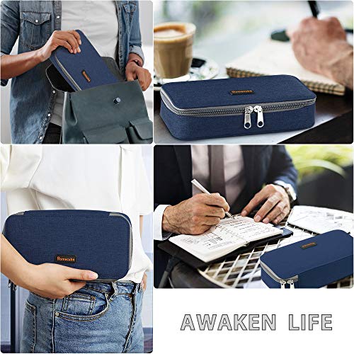 Homecube Capacious Pencil Case Pen Box Makeup Bag Pouch Pencils Holder Large Storage Stationery Box with Zipper School Supplies for College and Office - Navy Blue - color: Navy Blue