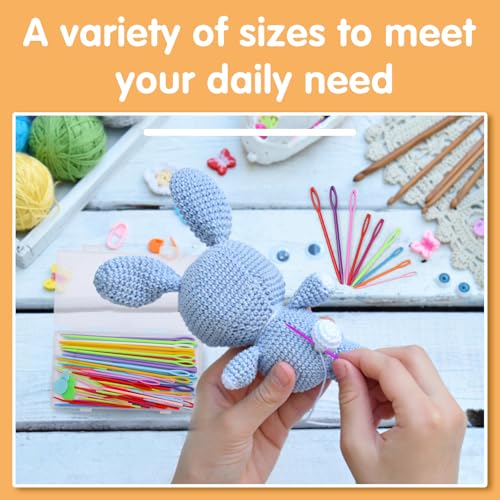 UOOU 67 Pcs Yarn Needles, 5 Sizes Plastic Needles Big Eye Darning Needle