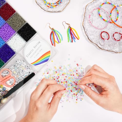 Redtwo 3mm Glass Seed Beads for Jewelry Making, 8000PCS Bracelet Making Kit - size: 3mm-8000