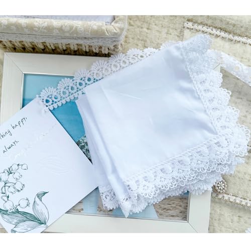 6 Pack of Ladies Embroidery Cotton Handkerchiefs Lace Wedding Hankies - color: B02-8864