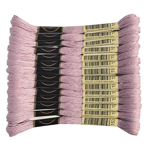 LE PAON 14-Pack Embroidery Floss, Six Strands Floss100% Long Staple Cotton Embroidery Thread, 8.7-Yard，Color Number：153, Very Light Violet Lighter Than - color: 153