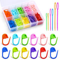 LUNARM 200Pcs Stitch Markers for Crocheting Crochet Stitch Markers Knitting - color: 200pcs + 6pcs Needles