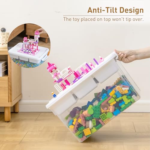 Citylife 17QT 2-Pack Storage bins with Lid 6 Marker inserts Buildable Lid - size: 2 Pack-17 QT-W