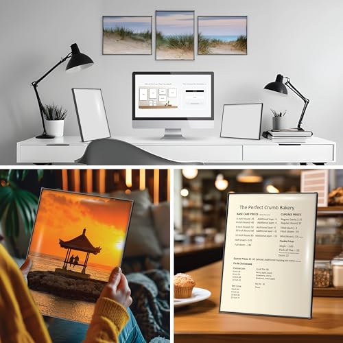 MANTELLO ESSENTIALS 8.5 by 11 picture frame 6 PACK 8.5 x 11 frame Front Loading picture frames 8.5 x 11 Pictures Documents Certificates Diplomas, And More - color: Black, size: 8.5x11 - 6 Pack