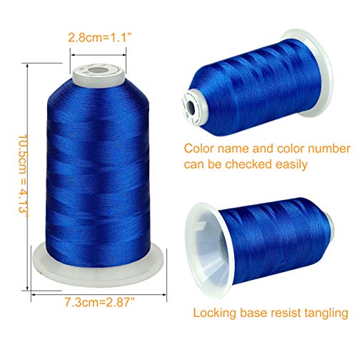 Simthread - 33 Selections - Various Assorted Color Packs of Polyester Embroidery Machine Thread Huge Spool 5500Y for All Purpose Sewing Embroidery Machines - #405 Blue - color: 3 Blue