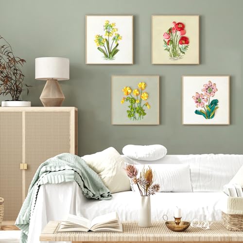 4 Sets Ribbon Flower Embroidery Kit for Beginners, Adults Cross Stitch Kits - color: Ribbon Flower