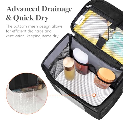 Lifewit Mesh Shower Caddy, Hanging Bathroom Organizer with PVC Phone Bag - color: Black, size: L(10"L x 6"W x 11.5"H)