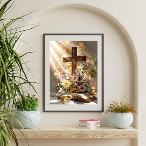 niurenmaoyi Religious Cross Stamped Cross Stitch Kits for Beginner,12X16In - color: Cross Stitch Kits00617-06
