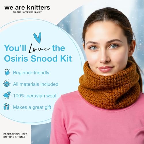 We Are Knitters Osiris Snood Kit | Beginner Crochet Gift Kit | Easy Warm Winter Snood | Stylish DIY Handmade Accessory Set Cozy Relaxing Craft GiftPro - color: Burnt Orange