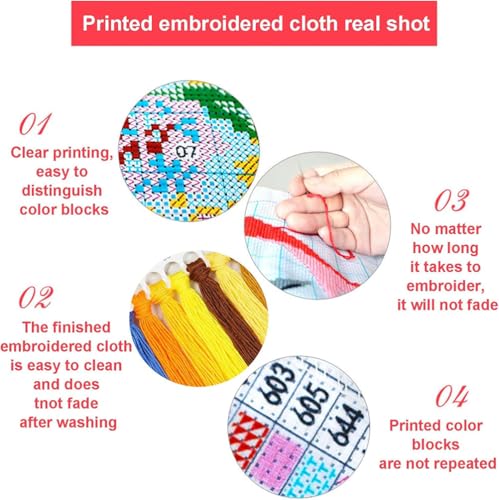 Meecaa Cross Stitch Kits 14 Count Stamped, Egg Succulent Plant Embroidery Kit with Accessories Pre Printed (Night) - color: Night