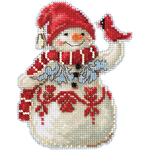 Snowman with Cardinal Counted Cross Stitch Ornament Kit Mill Hill 2019 Jim Shore JS201914