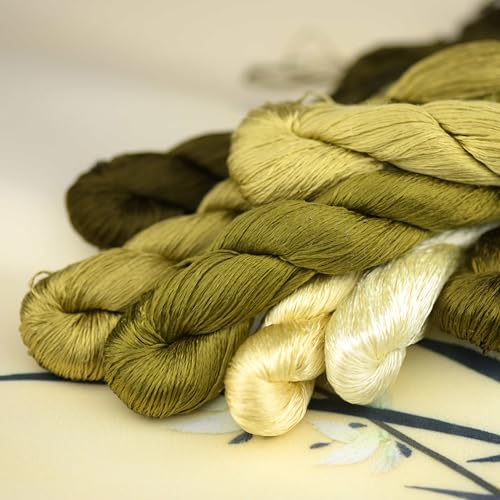 Natural 100% Silk Thread, Handmade Embroidery Thread Silk Floss 7 Colors 110m Each (18) - color: 18
